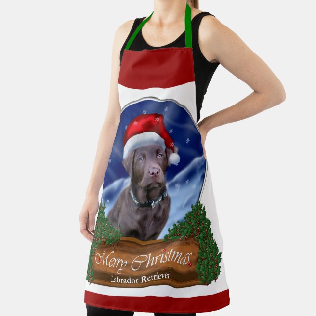 Chocolate Labrador Retriever Christmas Gifts Apron (Insitu)