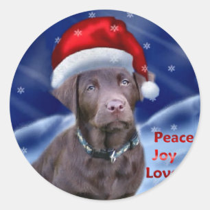 Chocolate Labrador Retriever Christmas Gifts Classic Round Sticker