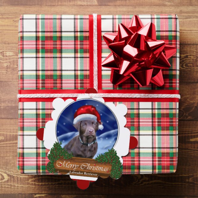 Chocolate Labrador Retriever Christmas Gifts Ornament Card (Insitu (Gift))