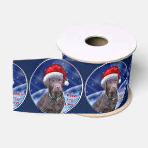 Chocolate Labrador Retriever Christmas Grosgrain Ribbon