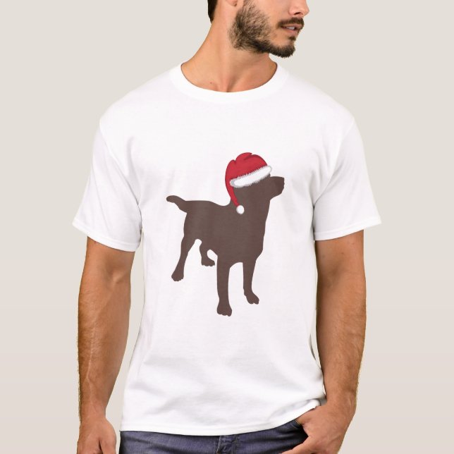 Chocolate Labrador Retriever Christmas Santa T-Shirt (Front)
