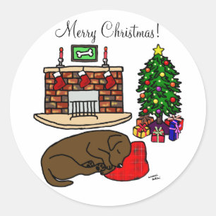 Chocolate Labrador Retriever Christmas Stickers