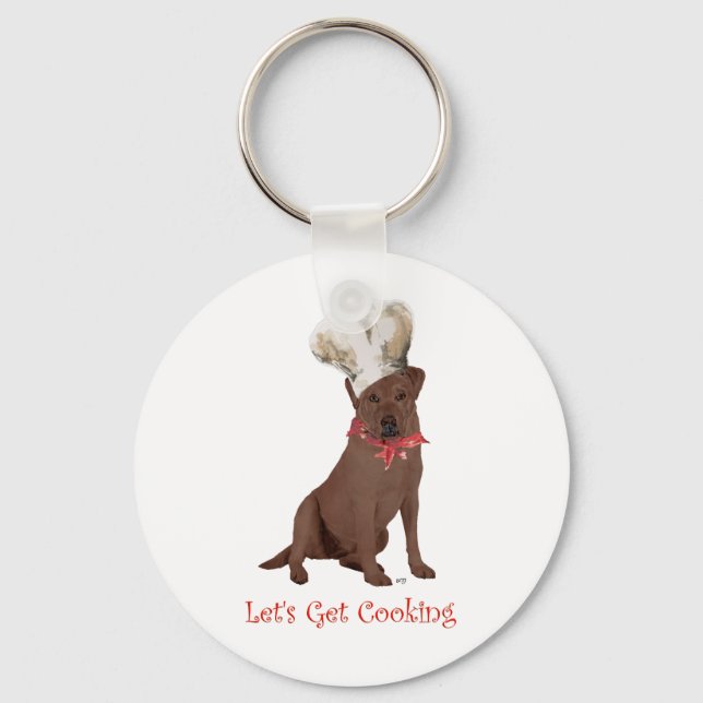 Chocolate Labrador Retriever Cooking Keychain (Front)