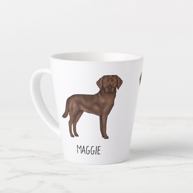 Chocolate Labrador Retriever Cute Lab Your Name Latte Mug (Left Angle)