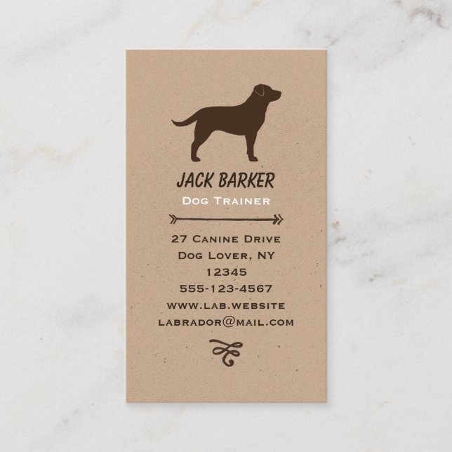 Chocolate Labrador Retriever Dog Breed Silhouette Business Card (Front)