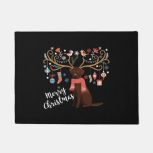 Chocolate Labrador Retriever Dog Christmas Doormat