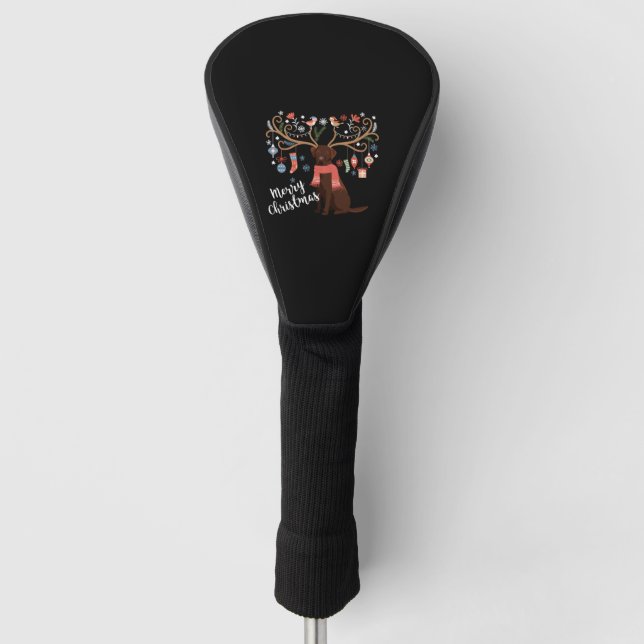 Chocolate Labrador Retriever Dog Christmas Golf Head Cover (Front)
