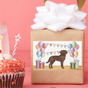 Chocolate Labrador Retriever Dog Colourful Birthda Sticker