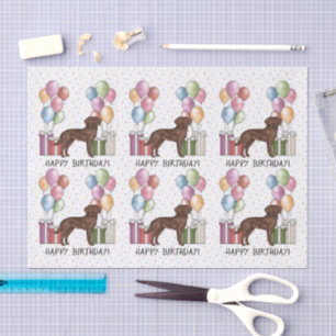 Chocolate Labrador Retriever Dog Colourful Birthda Tissue Paper