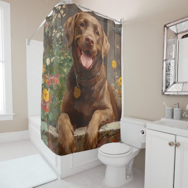 Chocolate Labrador Retriever Dog Garden (In Situ)