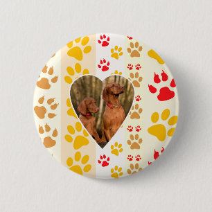 Chocolate Labrador Retriever  Dog Hearts Paw Print 2 Inch Round Button