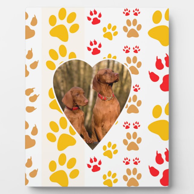 Chocolate Labrador Retriever  Dog Hearts Paw Print Plaque (Front)