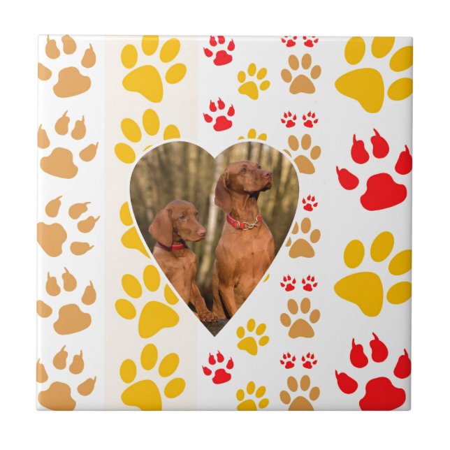 Chocolate Labrador Retriever  Dog Hearts Paw Print Tile (Front)