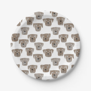 Chocolate Labrador Retriever Dog Pattern Cute Paper Plate