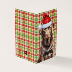 Chocolate Labrador Retriever Dog Plaid Holiday