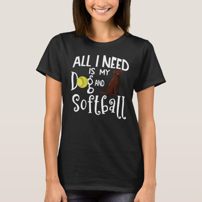 Chocolate Labrador Retriever Dog Softball Player S T-Shirt (Front)
