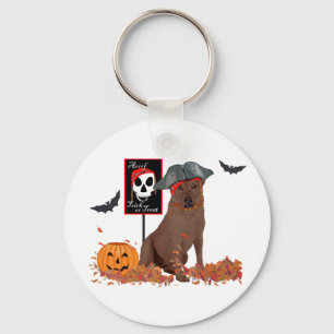 Chocolate Labrador Retriever Halloween Keychain