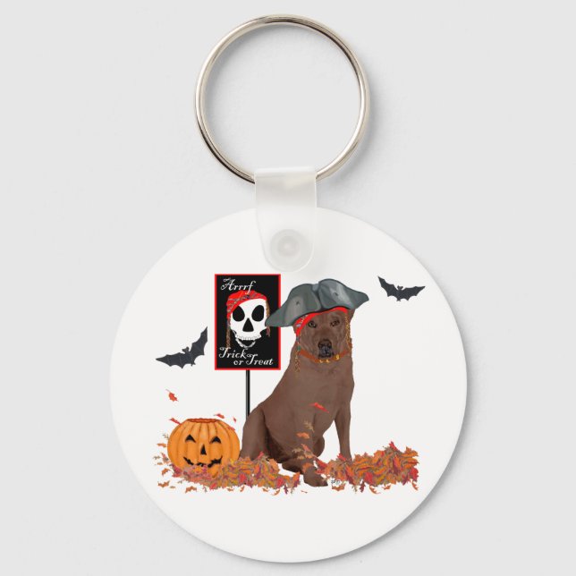 Chocolate Labrador Retriever Halloween Keychain (Front)