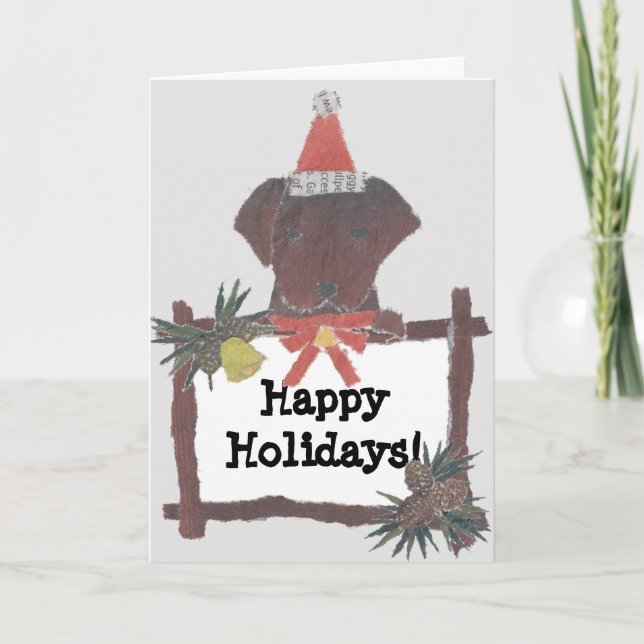 Chocolate Labrador Retriever, Holidays, Christmas Holiday Card (Front)