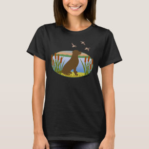 Chocolate Labrador Retriever Hunting Dog Sunset T-Shirt