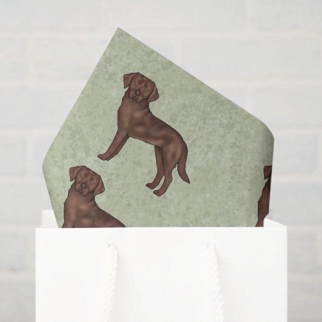 Chocolate Labrador Retriever Lab Dog Print Pattern Tissue Paper (Gift Bag)