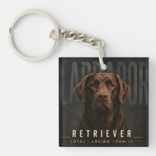 Chocolate Labrador Retriever Loyal Loving Family Keychain