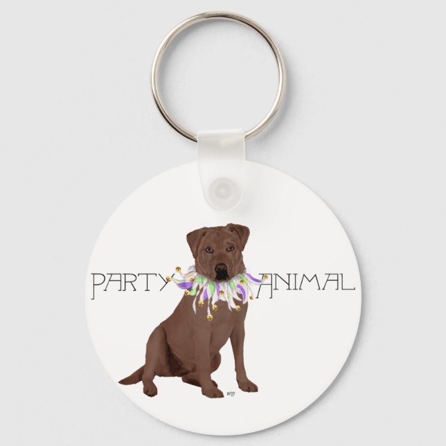 Chocolate Labrador Retriever Party Keychain (Front)