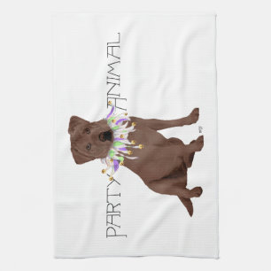Chocolate Labrador Retriever Party Kitchen Towel