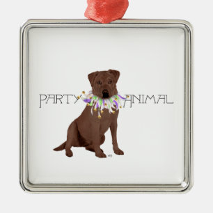 Chocolate Labrador Retriever Party Metal Ornament