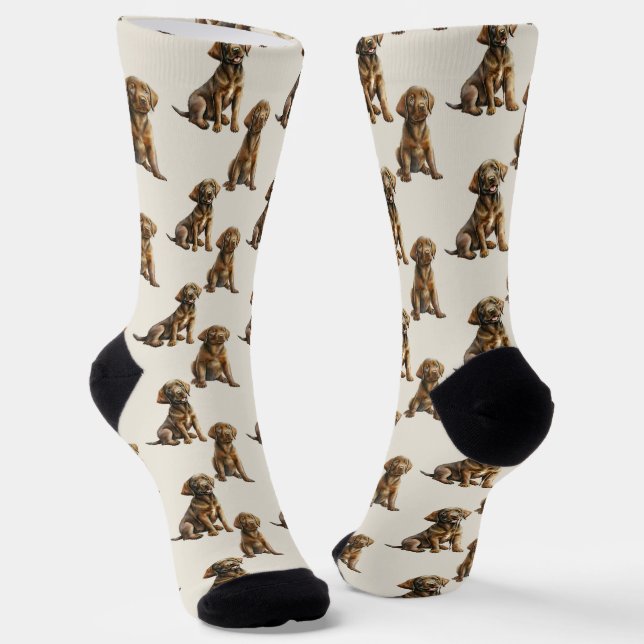 Chocolate Labrador Retriever Puppy Dog Pattern Socks (Angled)