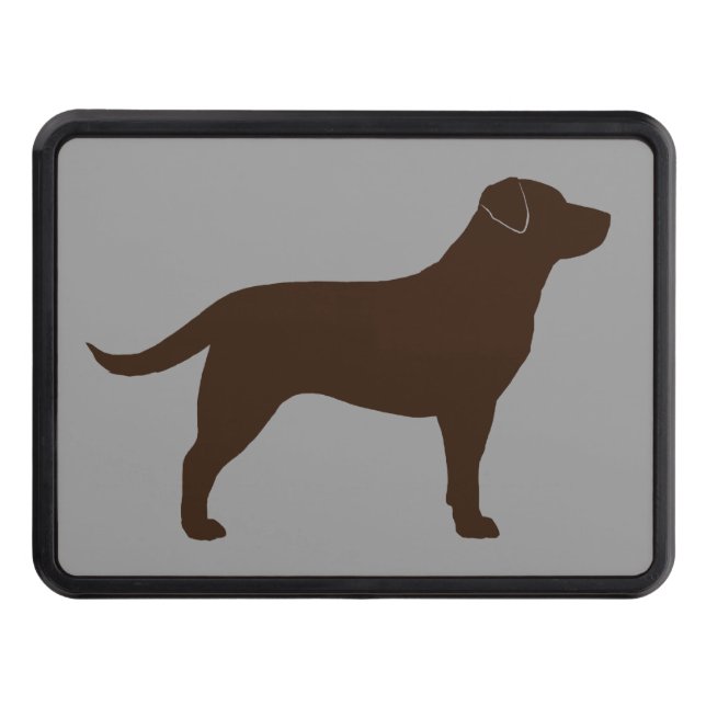 Chocolate Labrador Retriever Silhouette Trailer Hitch Cover (Front)