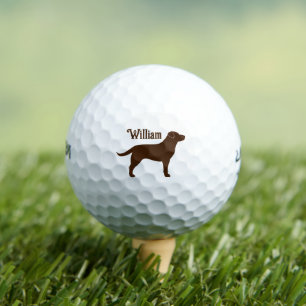 Chocolate Labrador Retriever Silhouette with Name Golf Balls