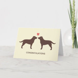 Chocolate Labrador Retrievers Wedding Congrats Card