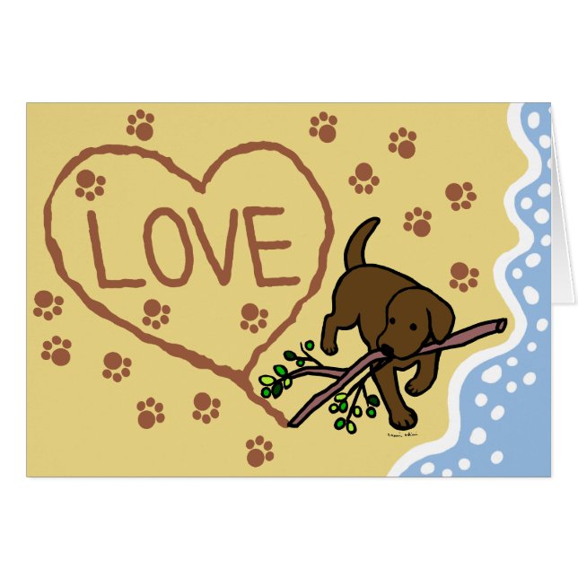 Chocolate Labrador Sand Letters Cartoon (Front Horizontal)