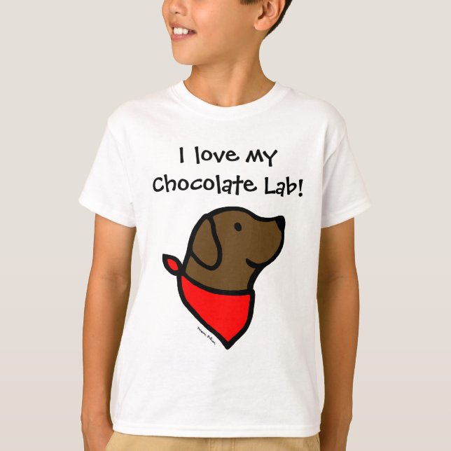 Chocolate Labrador & Scarf Cartoon T-Shirt (Front)