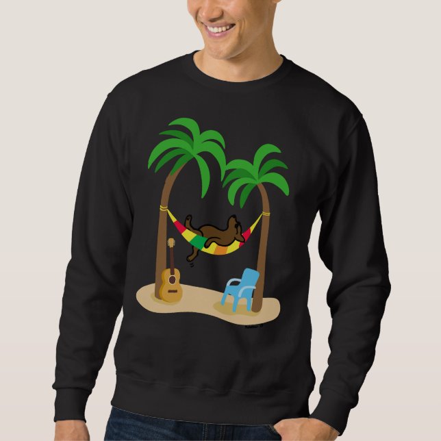 Chocolate Labrador Sleeping On The Hammock Sweatshirt (Front)