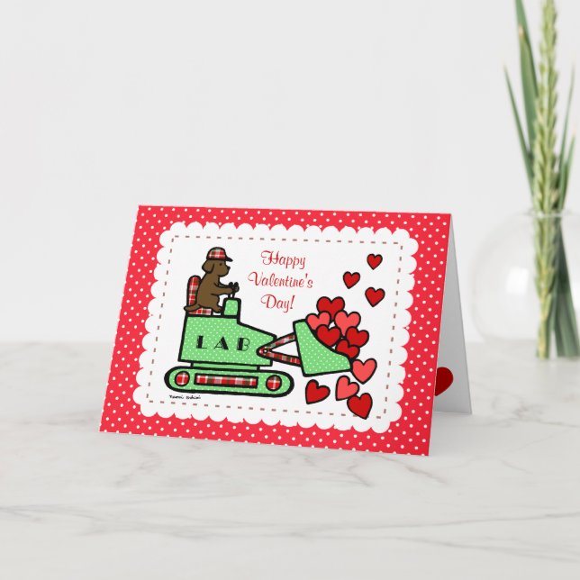 Chocolate Labrador Stole Your Heart Cartoon Holiday Card (Front)