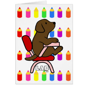Chocolate Labrador Student 1 Cartoon Pencils
