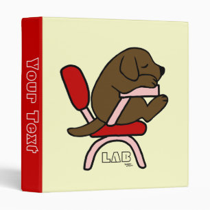 Chocolate Labrador Student 2 Cartoon Binder