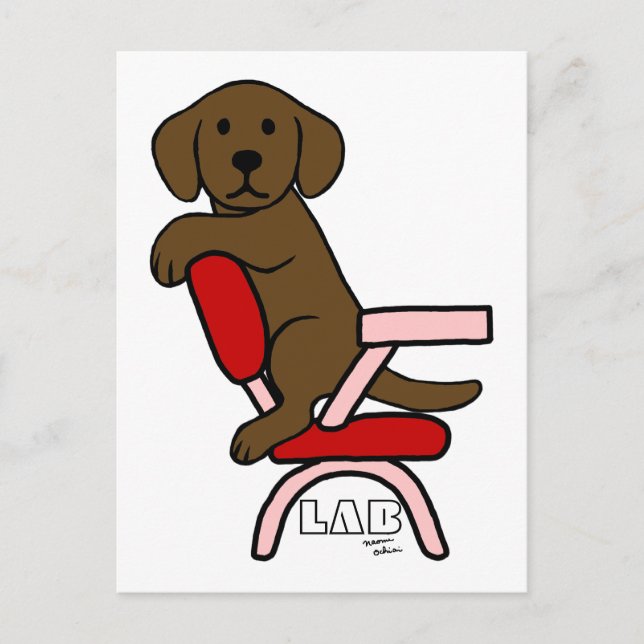 Chocolate Labrador Student 3 Cartoon Postcard (Front)
