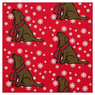 Chocolate Labrador Tartan Scarf Fabric