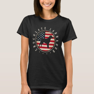 Chocolate Labrador USA Flag 4th July Dog Mom Dad T-Shirt
