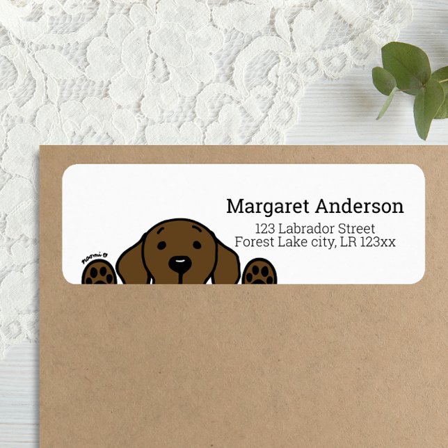 Chocolate Labrador Watching You Return Address (Chocolate Labrador Cartoon Style Return Address Label for Chocolate Labrador Owners.)