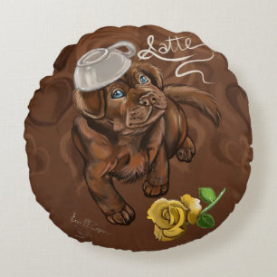 Chocolate Latte Lab Round Pillow