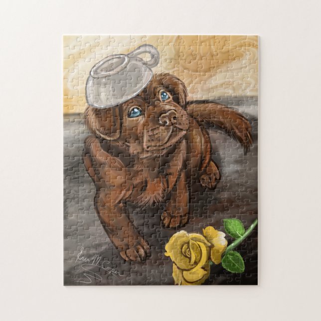 Chocolate Latte Labrador Pup Art Jigsaw Puzzle (Vertical)