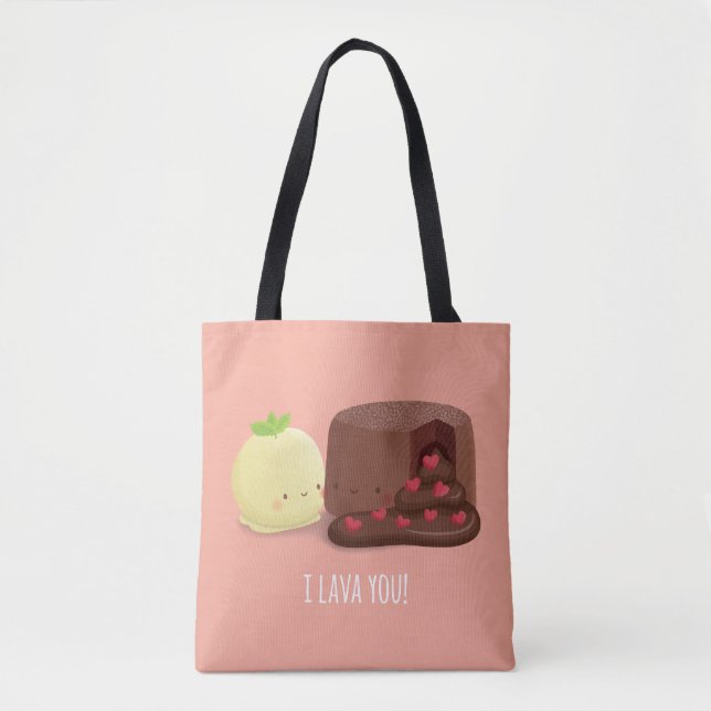 Chocolate Lava Cake and Vanilla Ice Cream Pun Tote Bag (Front)