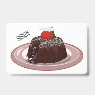 Chocolate lava cake cartoon illustration badge