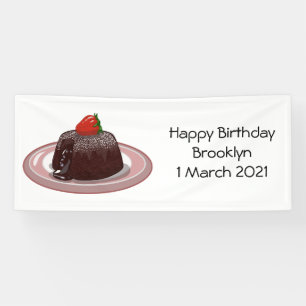 Chocolate lava cake cartoon illustration banner
