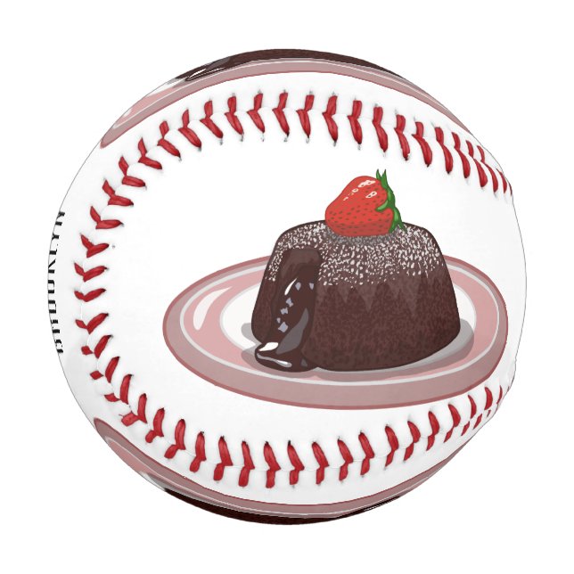 Chocolate lava cake cartoon illustration baseball (Front Left)