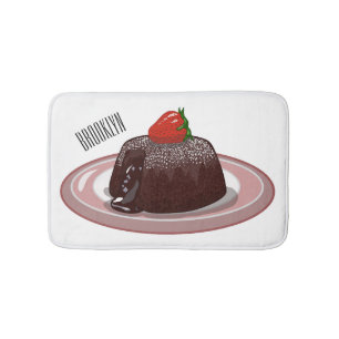 Chocolate lava cake cartoon illustration bath mat